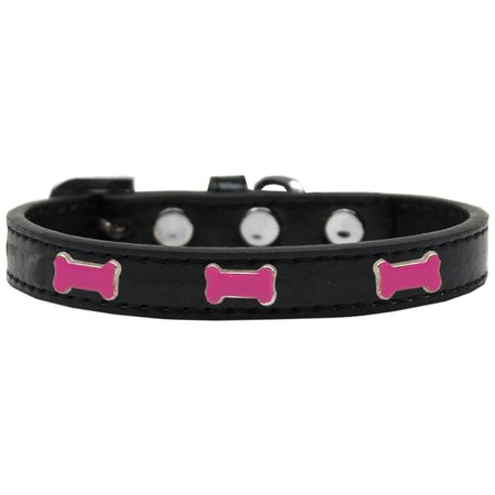 MIRAGE PET PRODUCTS Pink Bone Widget Dog CollarBlack Size 18 631-3 BK18